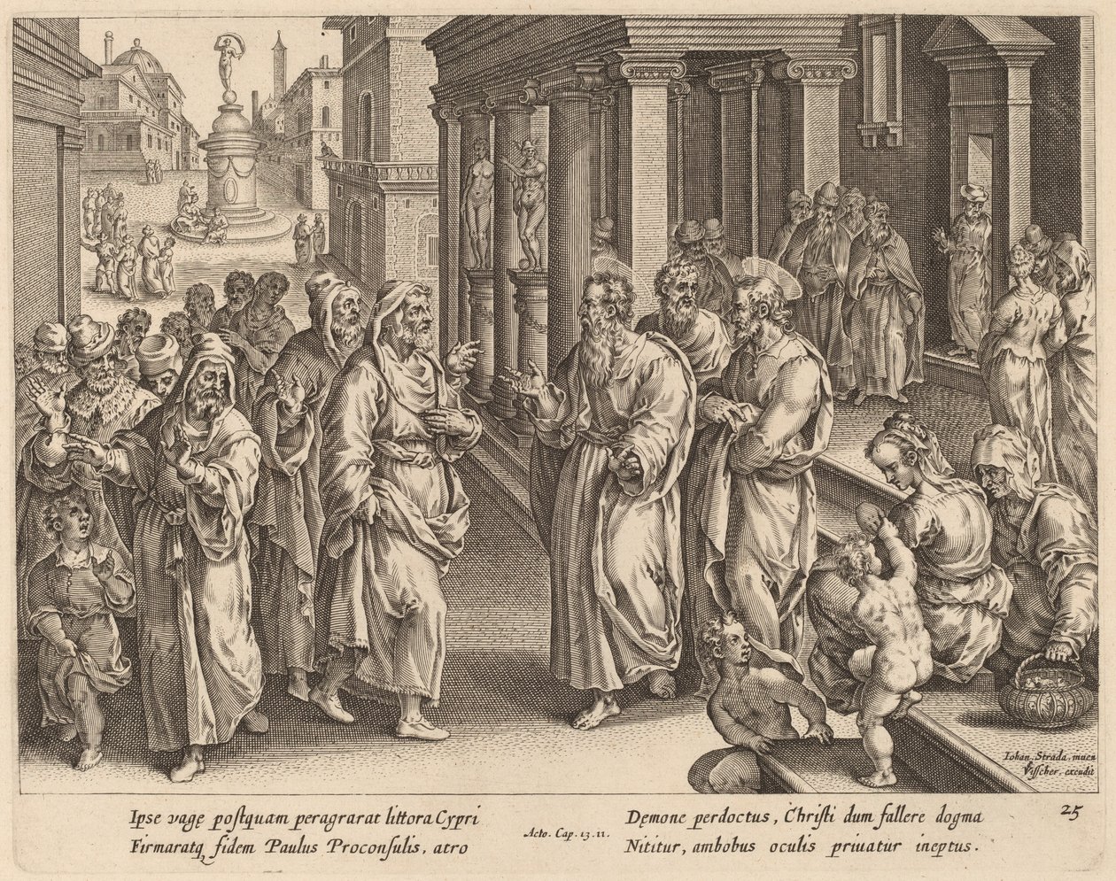 Saint Paul bestrider trollmannen av Philip Galle after Jan van der Straet
