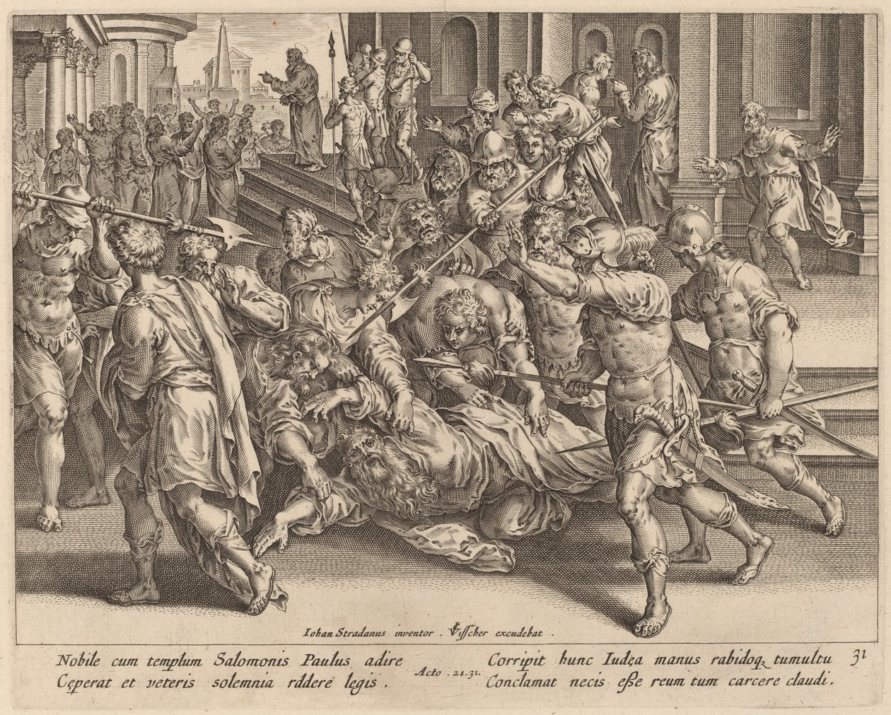 Arrestasjonen av Saint Paul av Philip Galle after Jan van der Straet