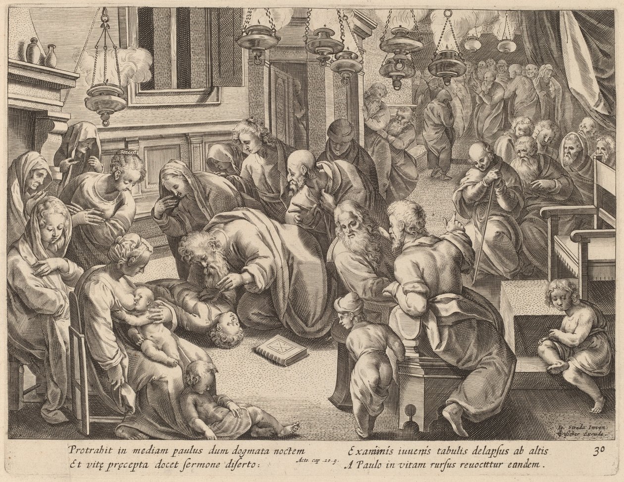 Euthychus fall av Philip Galle after Jan van der Straet