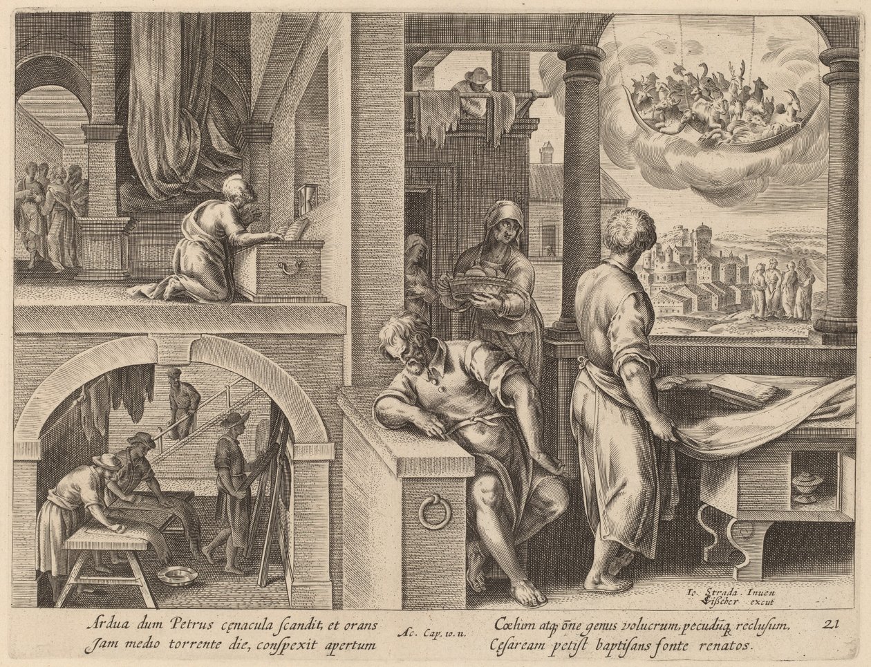 Visjonen om St. Peter av Philip Galle after Jan van der Straet
