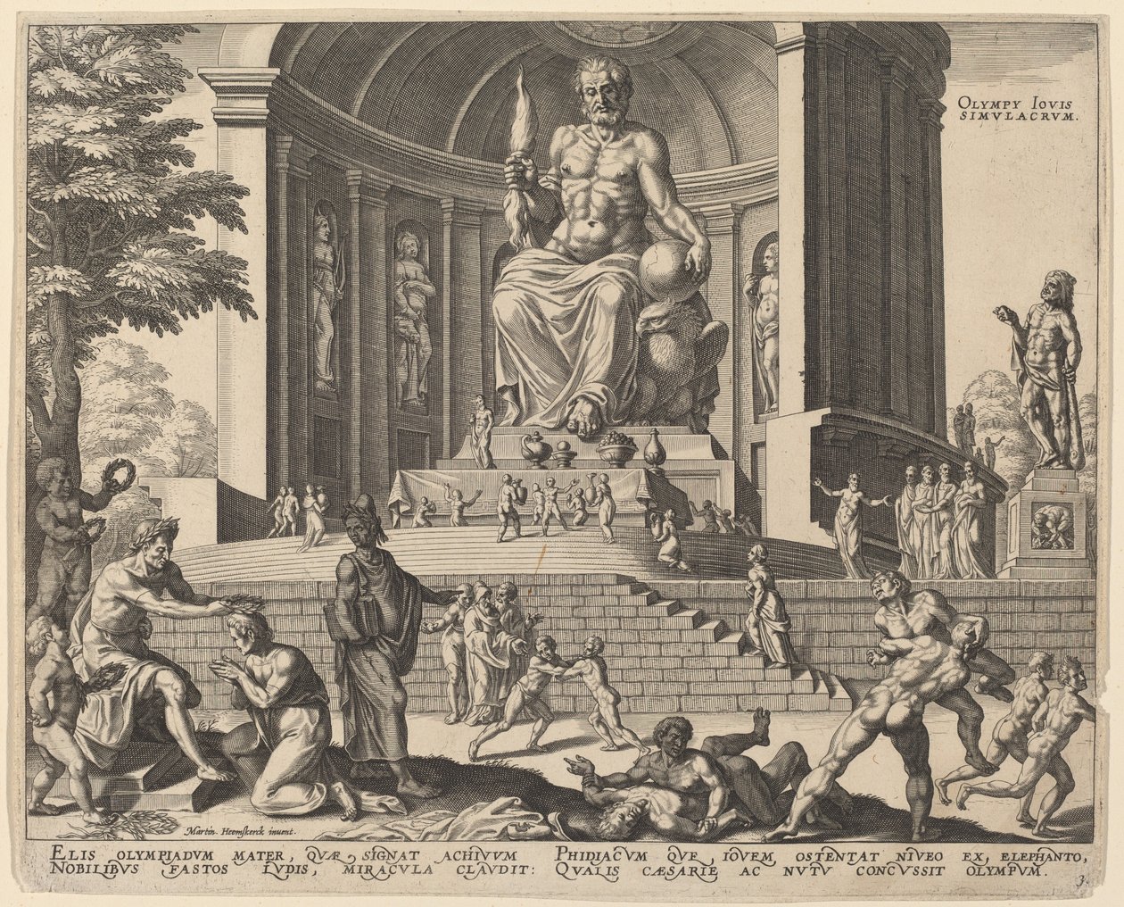 Olympia Jovis Simulacrum (Statuen av Jupiter ved Olympia) av Philip Galle, after Maerten van Heemskerck