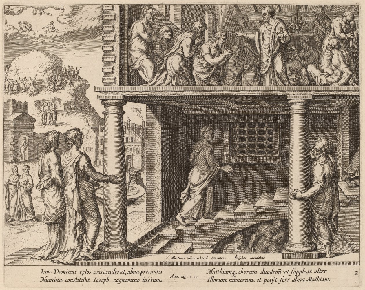 Valget av den hellige Matthias av Philip Galle after Maerten van Heemskerck