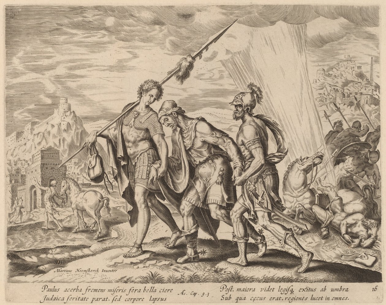 Omvendelsen til Saint Paul av Philip Galle after Maerten van Heemskerck