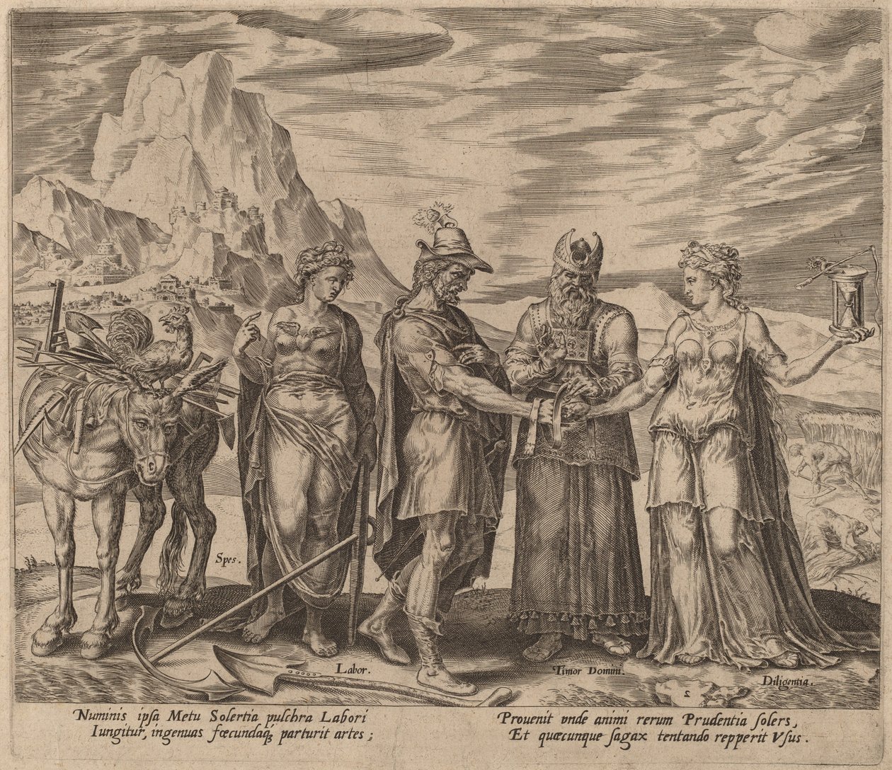 Ekteskapet mellom arbeid og flid av Philip Galle after Maerten van Heemskerck