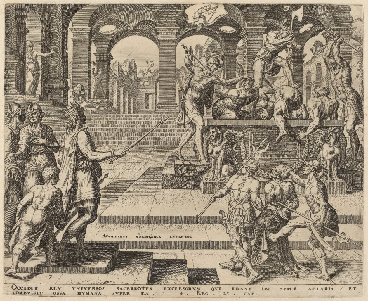 Slakteriet av Samarias prester av Philip Galle, after Maerten van Heemskerck