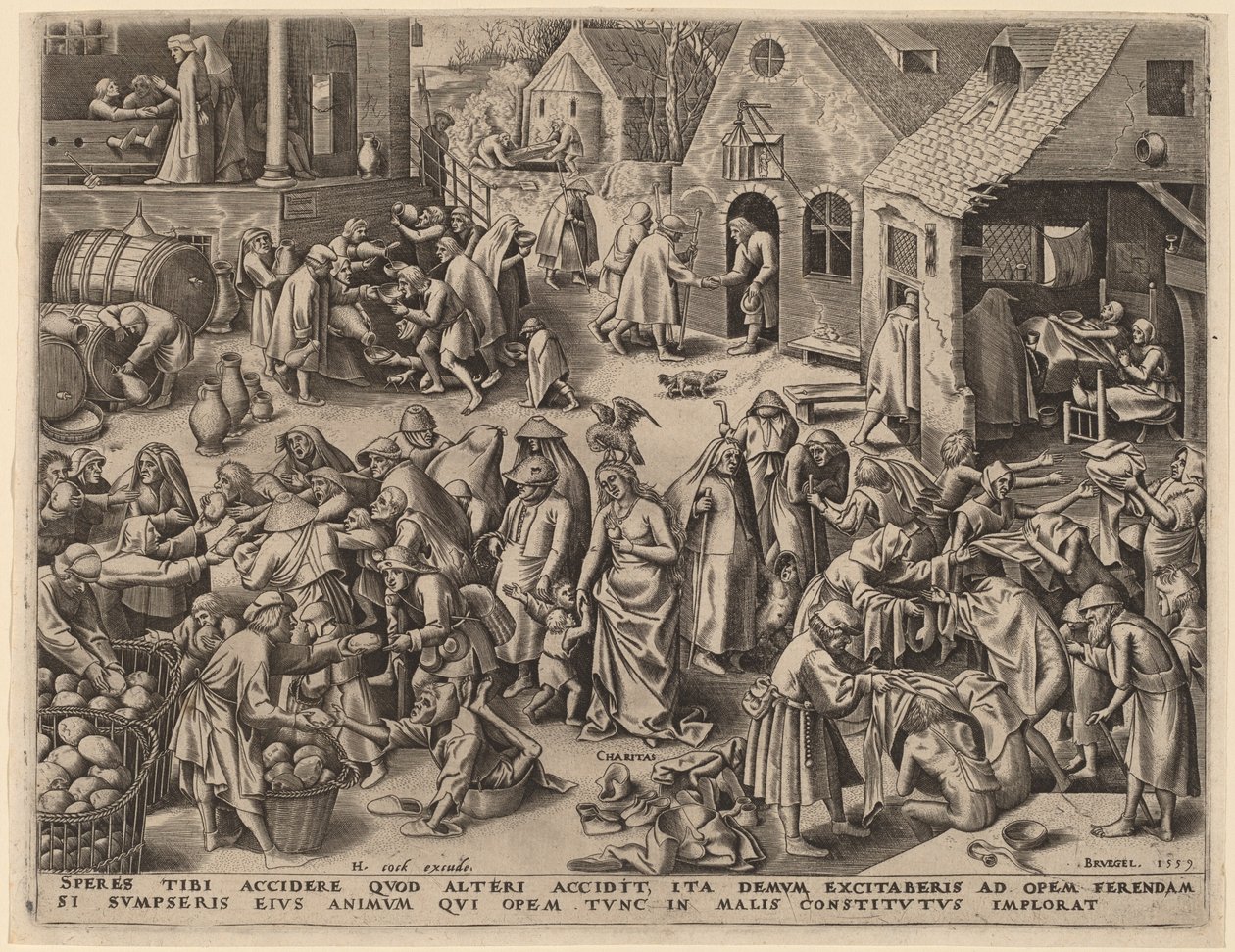 Veldedighet av Philip Galle after Pieter Bruegel the Elder