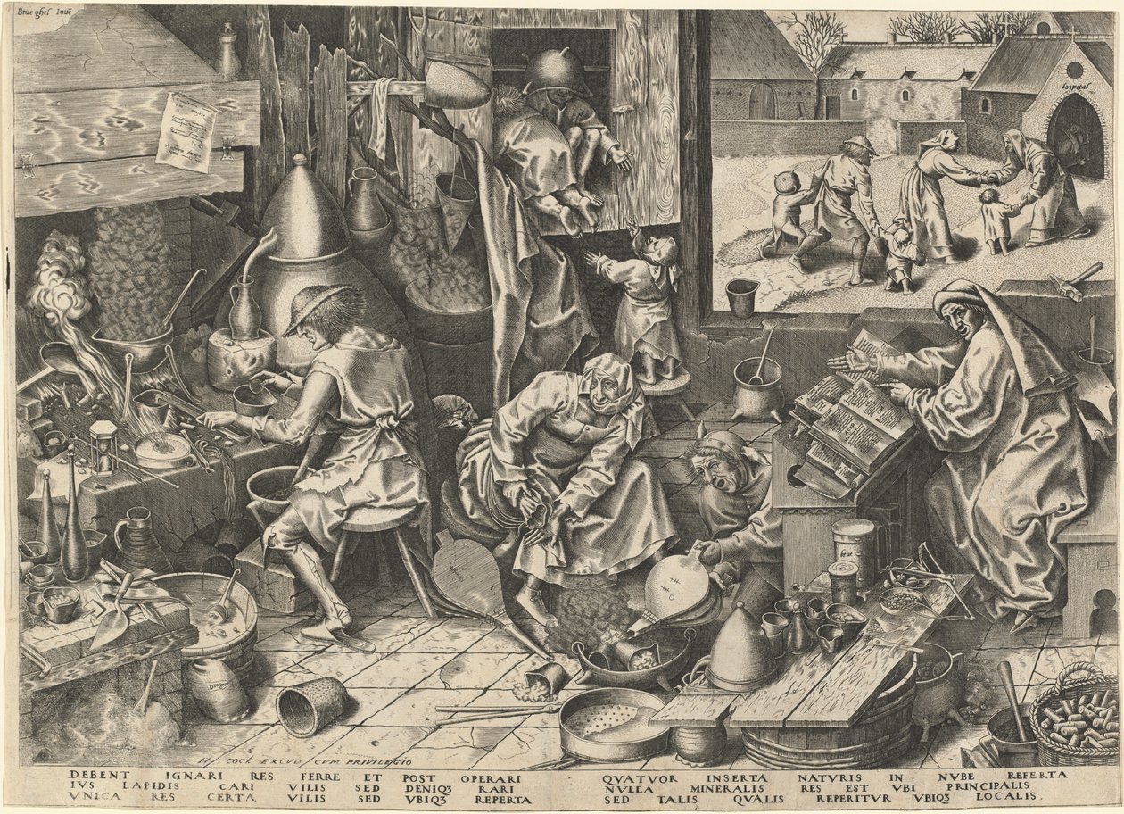 Alkymisten av Philip Galle after Pieter Bruegel the Elder