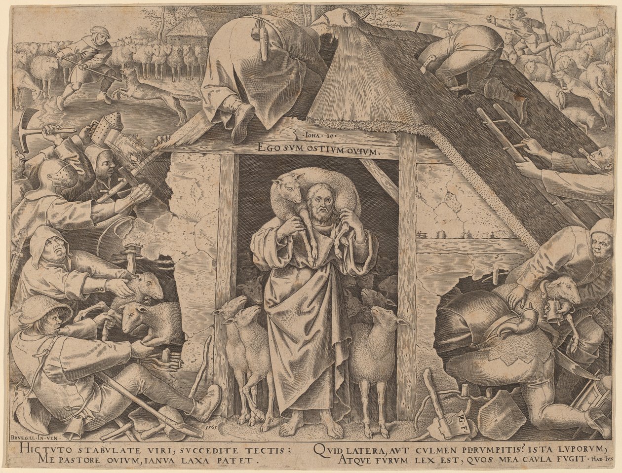 Lignelsen om den gode hyrde av Philip Galle after Pieter Bruegel the Elder