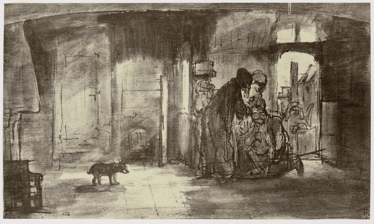 Rembrandt, Tobiat velsigner Tobias av Philip Henry Delamotte
