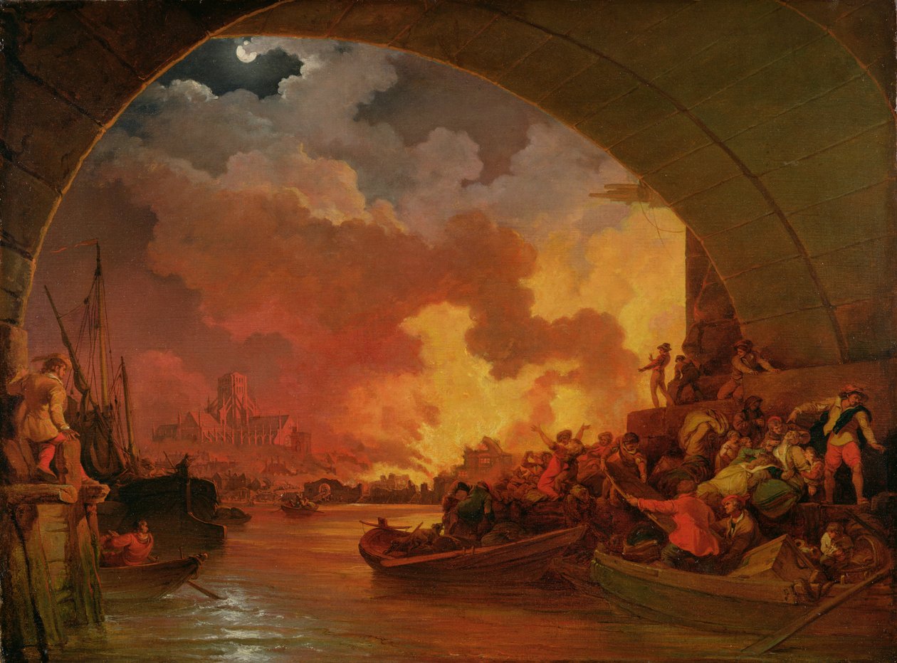 The Great Fire of London, ca. 1797 (olje på lerret) av Philip James de Loutherbourg