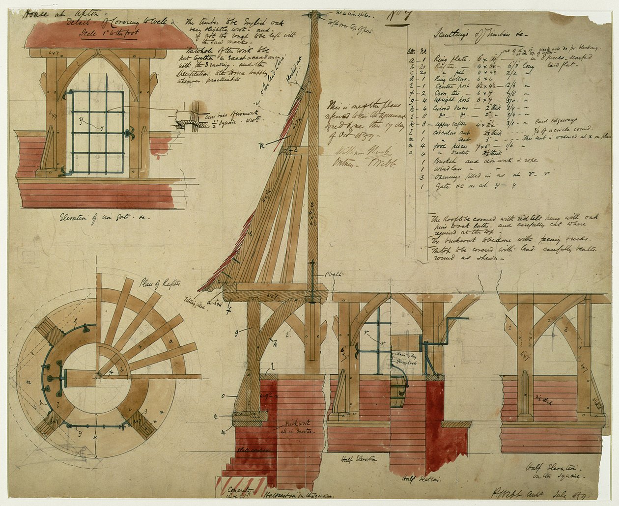 Planer for det røde huset, Bexleyheath (penn og blekk og wc på papir) av Philip Webb