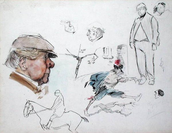 Studier, ca. 1894 (penn og blekk og akvarell på papir) av Philip William May