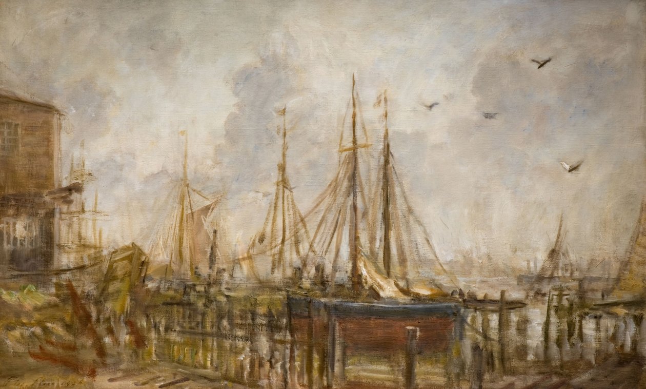 Et skipsverft, Shoreham, Sussex, 1926. av Philip Wilson Steer
