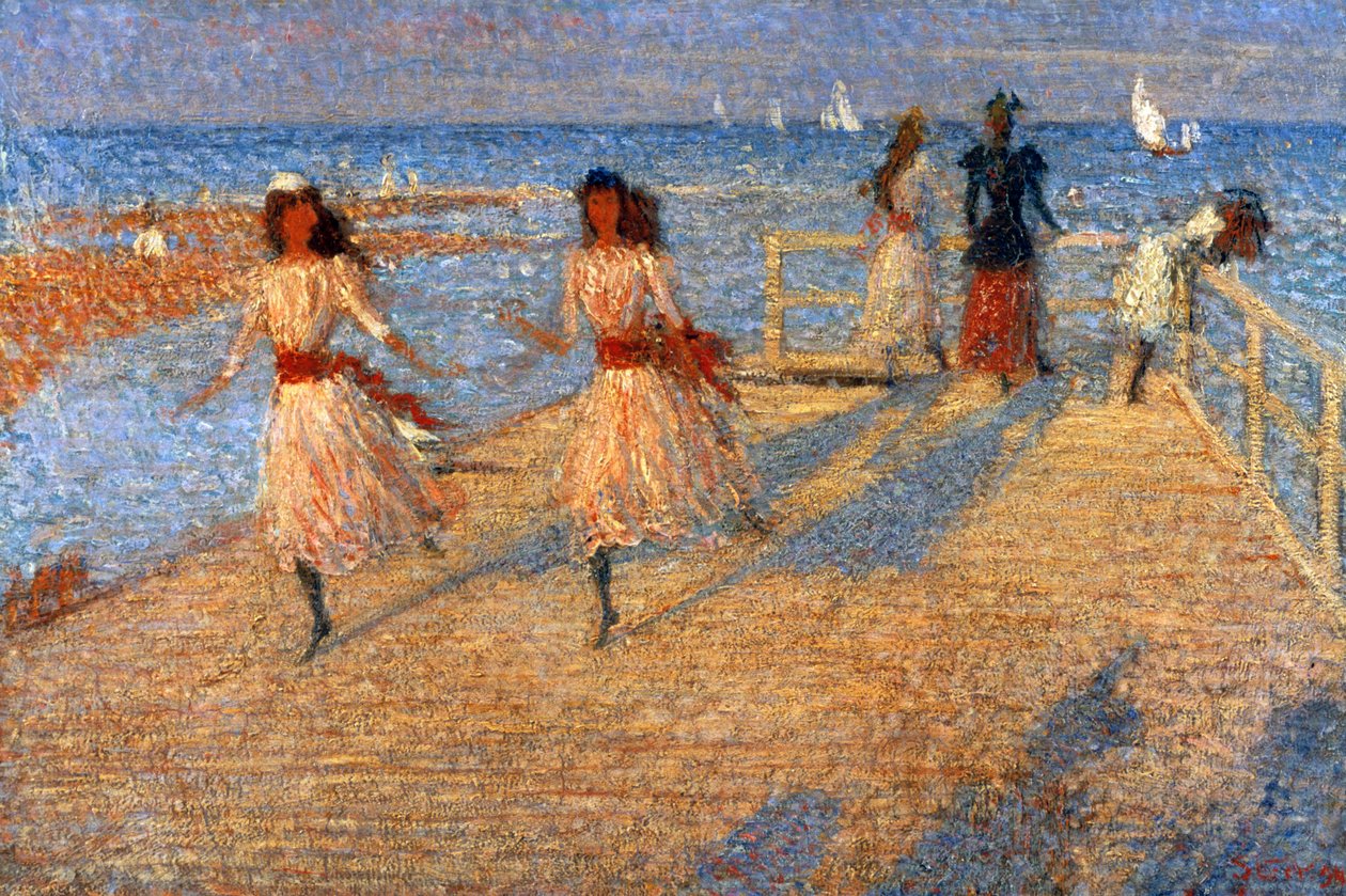Girls Running, Walberswick Pier, 1888-1894 av Philip Wilson Steer