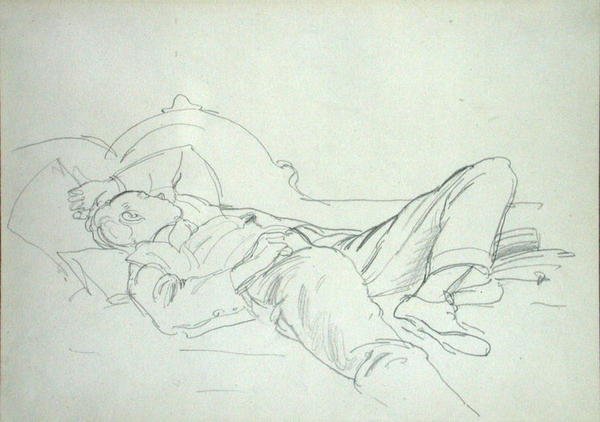 Å ha en slumre (blyant på papir) av Philip Wilson Steer