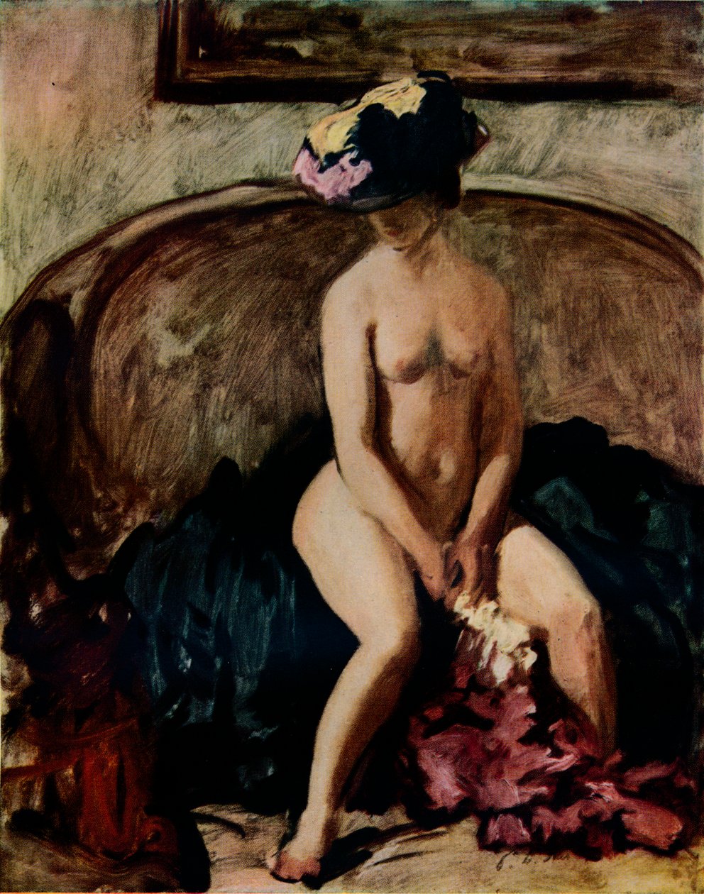 Sittende naken: The Black Hat, c1900 av Philip Wilson Steer