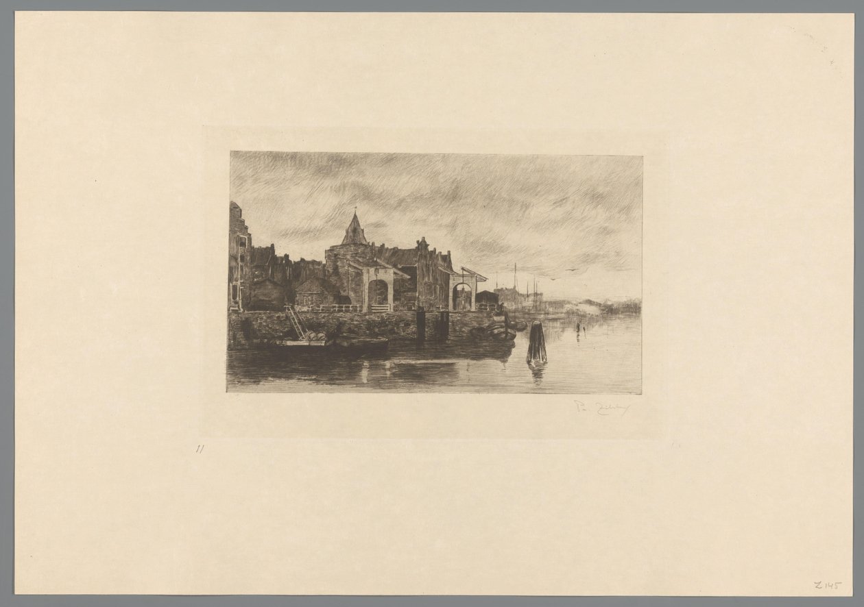 Utsikt over Amsterdam med toppen av Schreierstoren Le Schreierstoren (original tittel) Jacob Maris. Tolv landskap (serietittel) av Philip Zilcken (signed by artist)