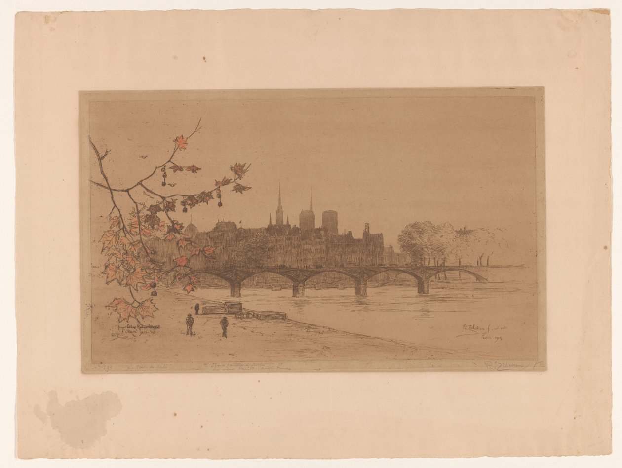 Utsikt over Paris over Pont des Arts Le Pont des Arts (tittel på objekt) av Philip Zilcken (signed by artist)