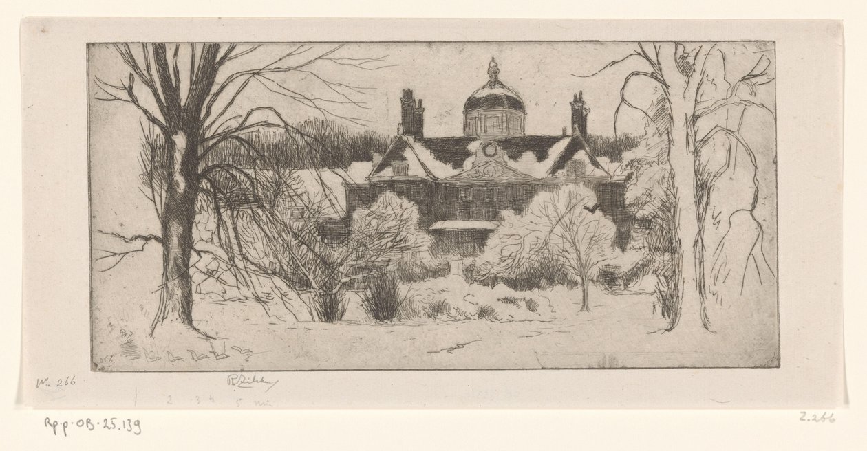 Huis ten Bosch i snøen La Maison du Bois, La Haye (originaltittel) av Philip Zilcken (signed by artist)