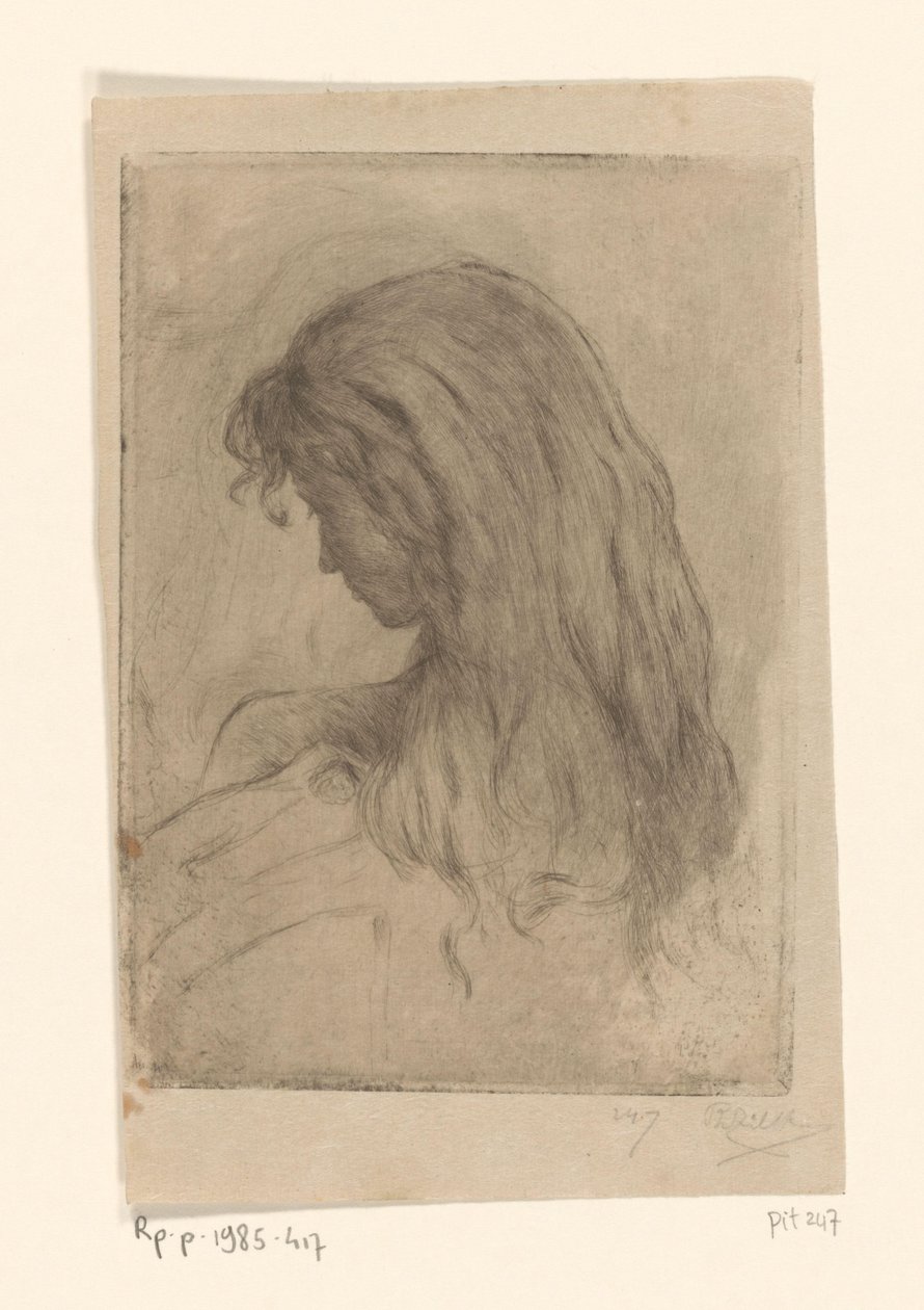 Kvinne med langt hår, sett bakfra Etude de morsure (original tittel) av Philip Zilcken (signed by artist)