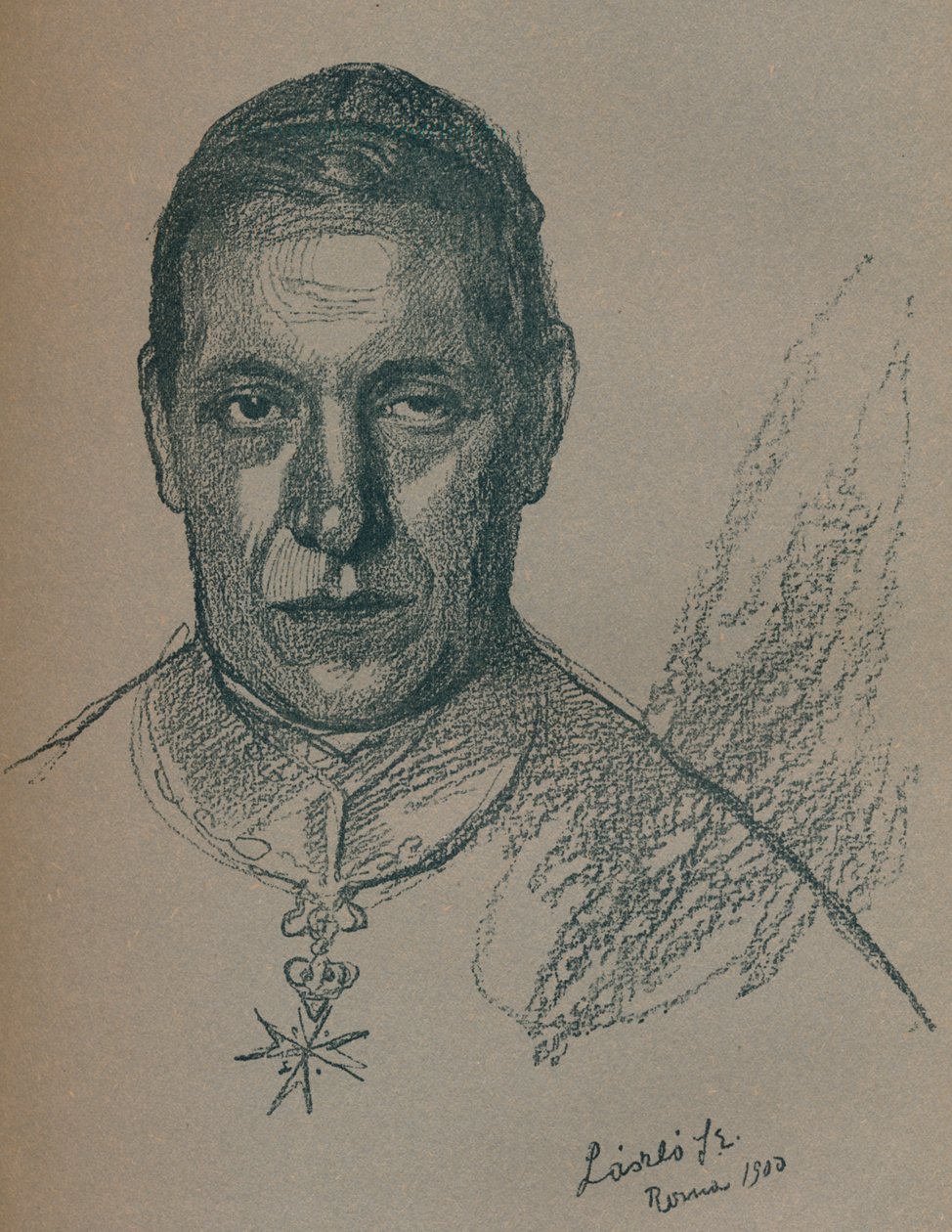 Skisse-portrett av hans eminens kardinal Rampolla, 1900 1901-1902. Artister: Fulop Laszlo, Philip A de Laszlo. av Philip de László