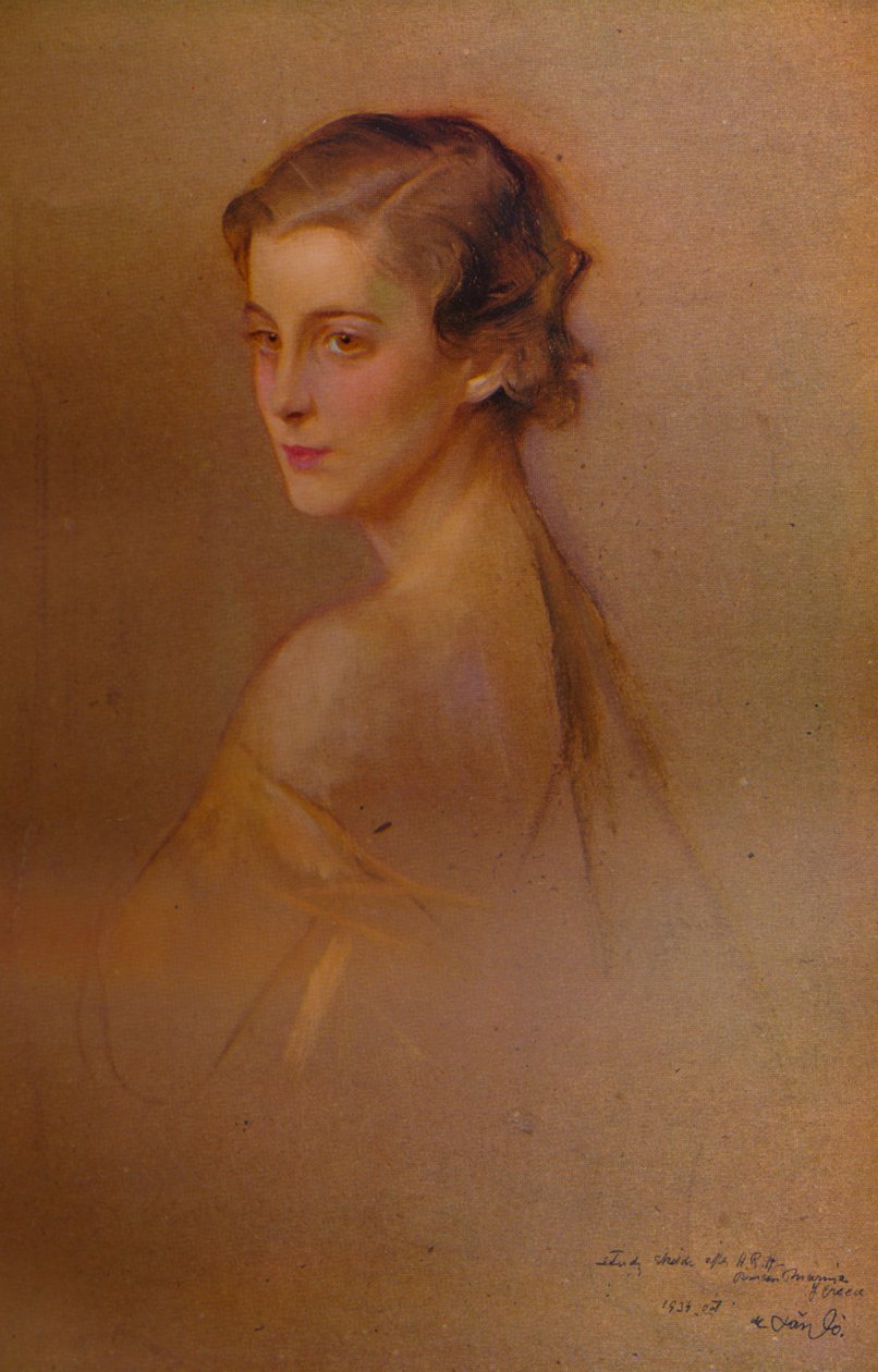 Studieportrett av HRH hertuginnen av Kent, 1934 1935. Kunstnere: Fulop Laszlo, Philip A de Laszlo. av Philip de László