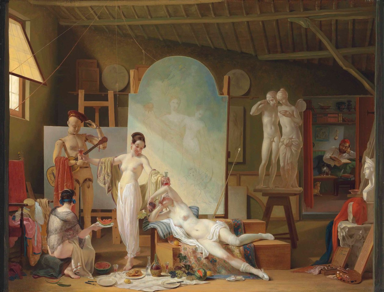 Kunstnerens atelier i Roma (olje på lerret) av Philipe Jacques van Bree