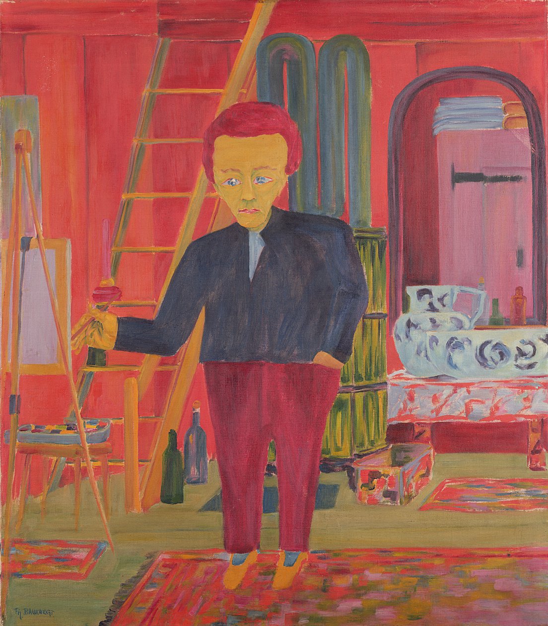 Maleren Ernst Ludwig Kirchner poserer for et portrett i Davos av Philipp Bauknecht