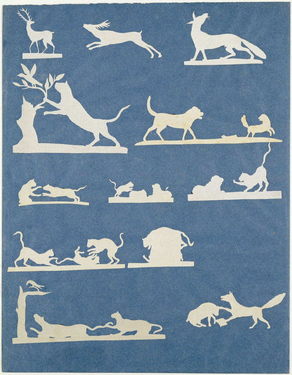 Dyrescener og lekende katter (collage på papir) av Philipp Otto Runge