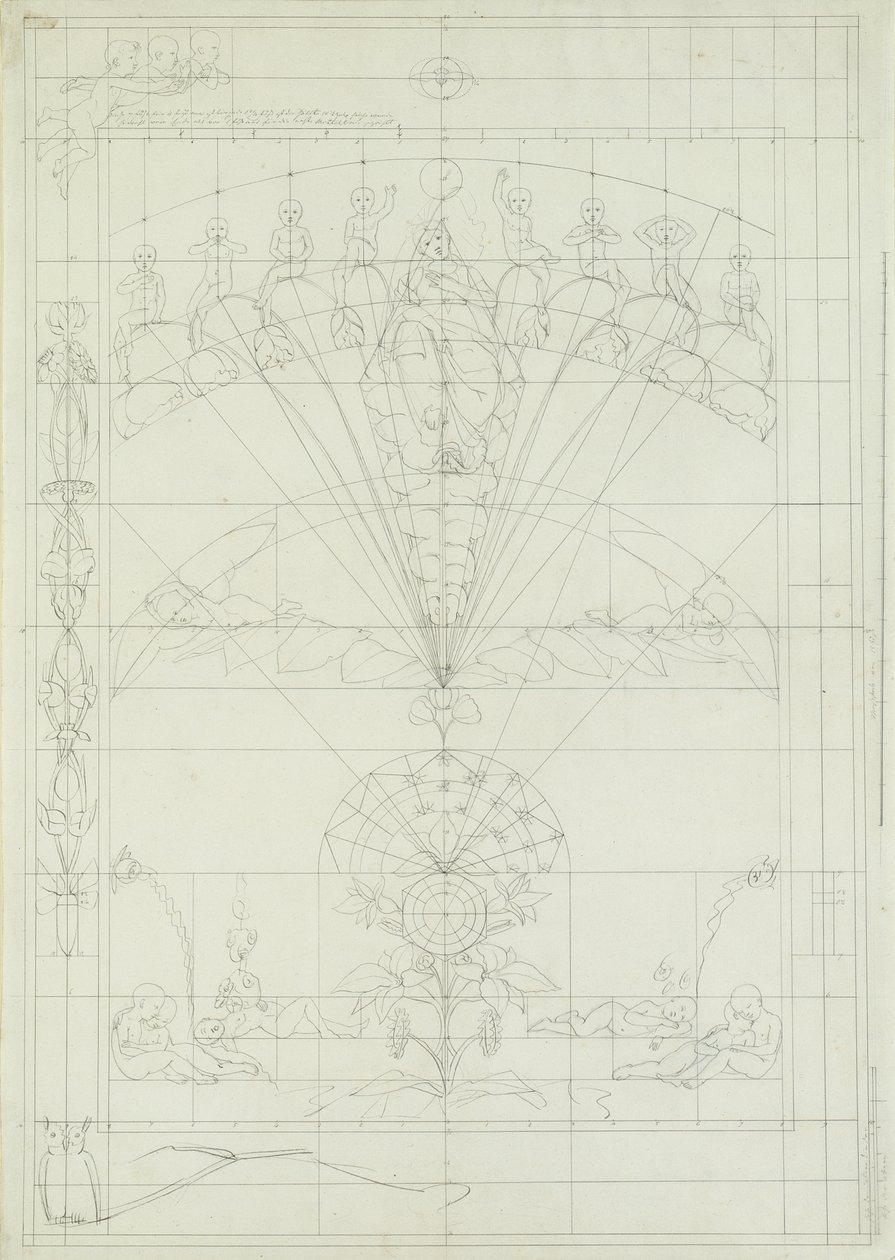 Komposisjonsstudie for The Night, 1803 (penn og blekk på papir) av Philipp Otto Runge