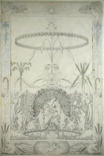 Dag (kobberutkast og alternativ versjon), 1803 (penn og svart blekk over blyspor) av Philipp Otto Runge