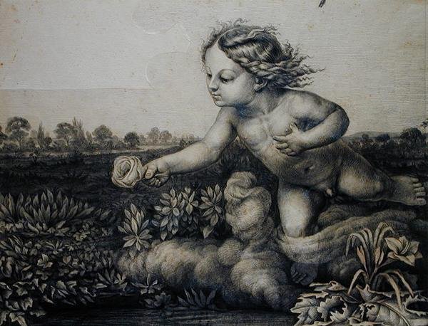 Genie med en rose, 1809 av Philipp Otto Runge