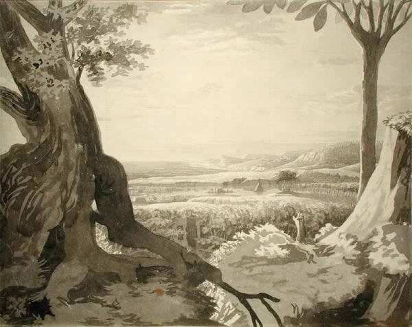 Nile Valley Landscape, 1805-6 (grå blyant på papir) av Philipp Otto Runge