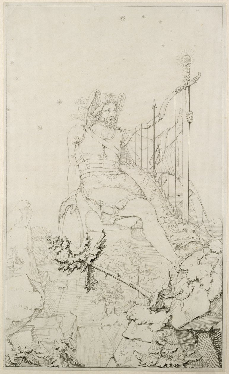 Ossian, 1804-5 (vask over blyant på papir) av Philipp Otto Runge