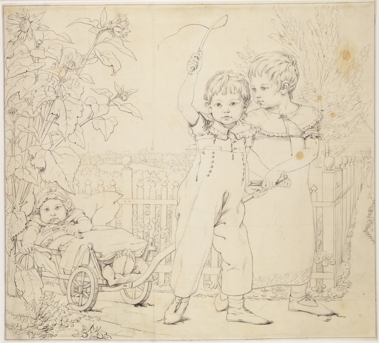 The Hulsenbeck Children, 1805-6 (penn og blekk over blyant på papir) av Philipp Otto Runge