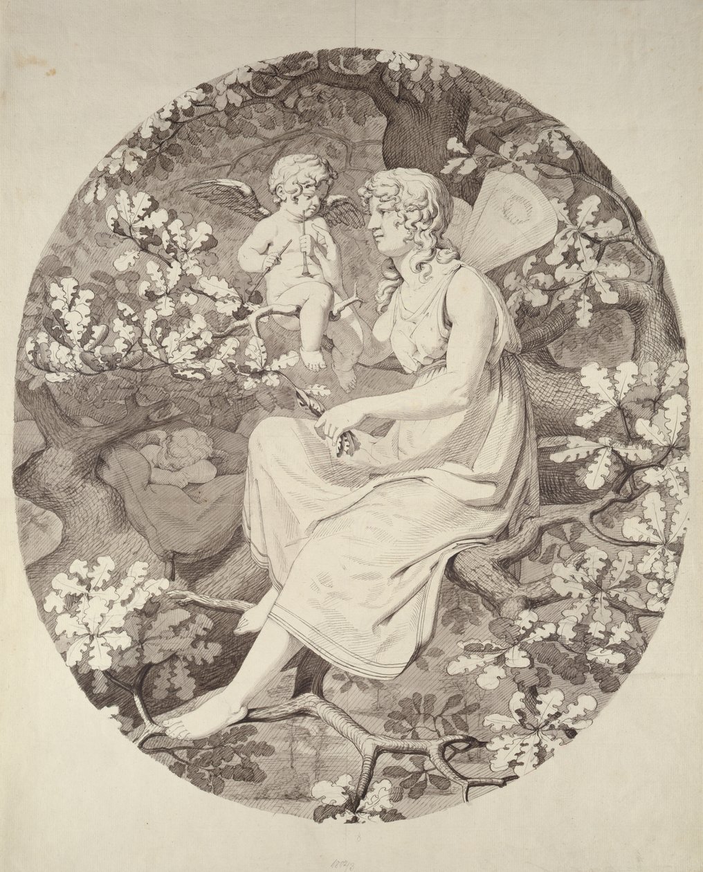 The Nightingales Lesson, 1802 (penn og blekk og vask på papir) av Philipp Otto Runge