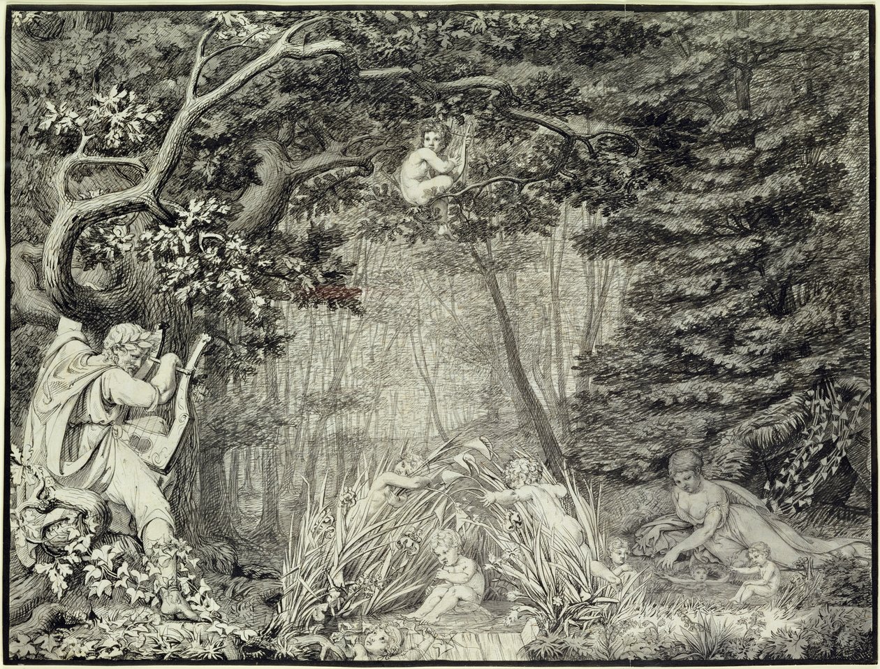 Poeten ved våren, 1805 (penn, blekk og vask over blyant på papir) av Philipp Otto Runge