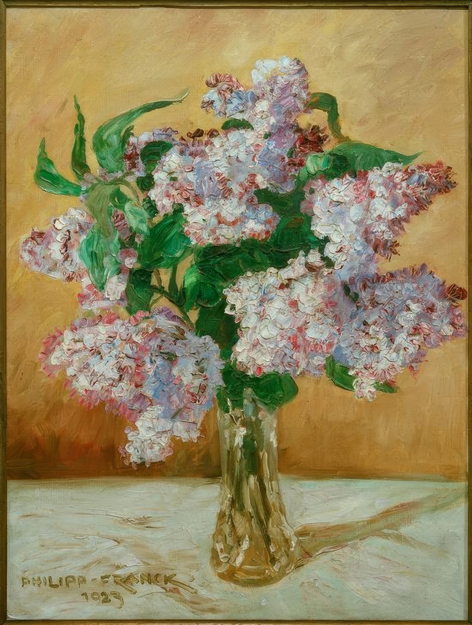 Bukett av syriner i en glassvase av Philipp Franck