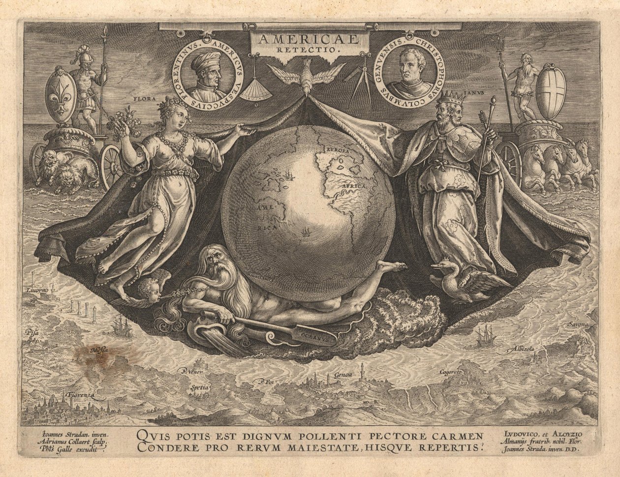 America Revetio-omslag, 1591 av Philipp Galle