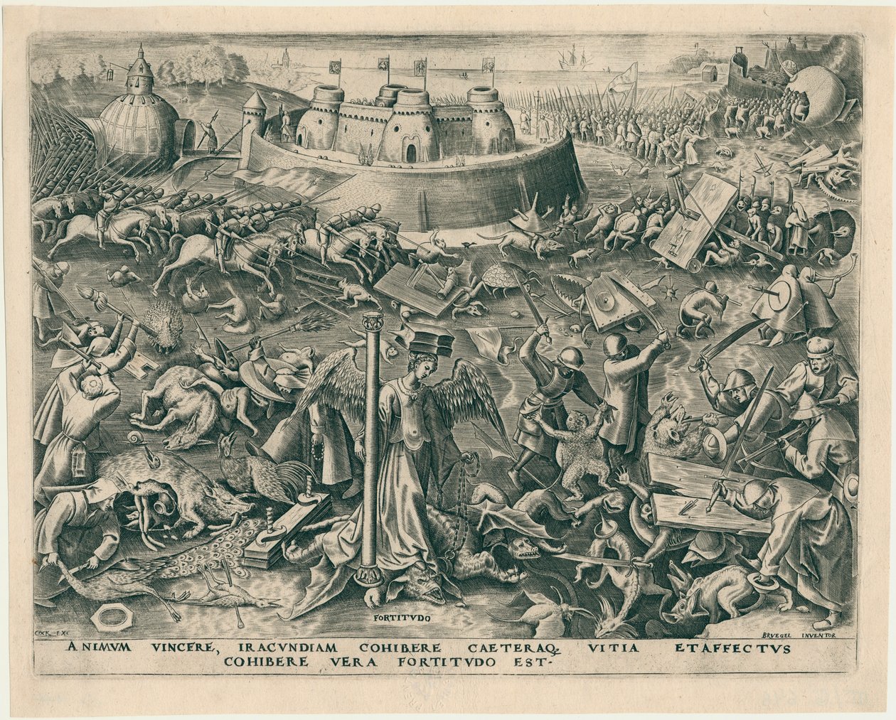 Fortitudo Fortitude fra The Seven Virtues, 1559. av Philipp Galle