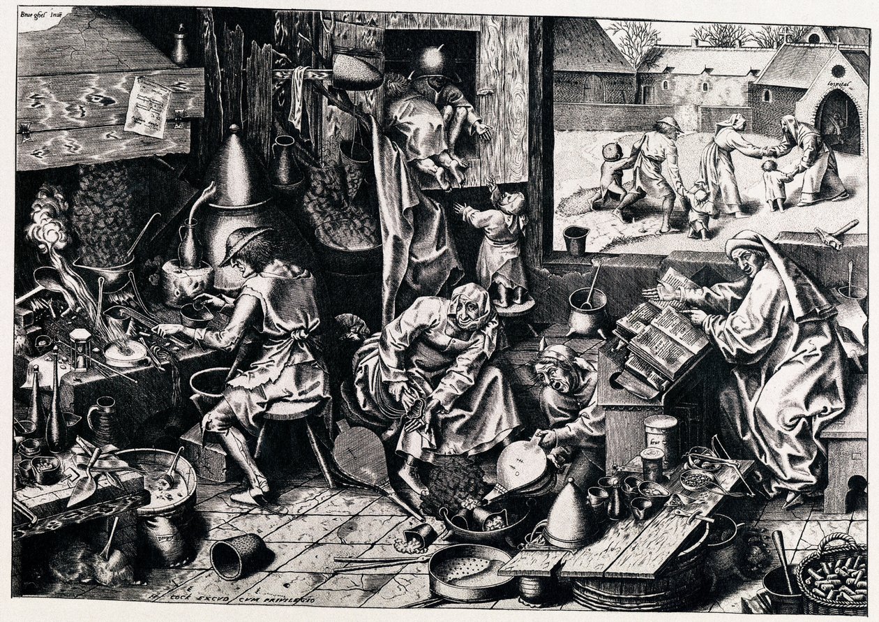 Alkymisten, 1558 av Philipp Galle