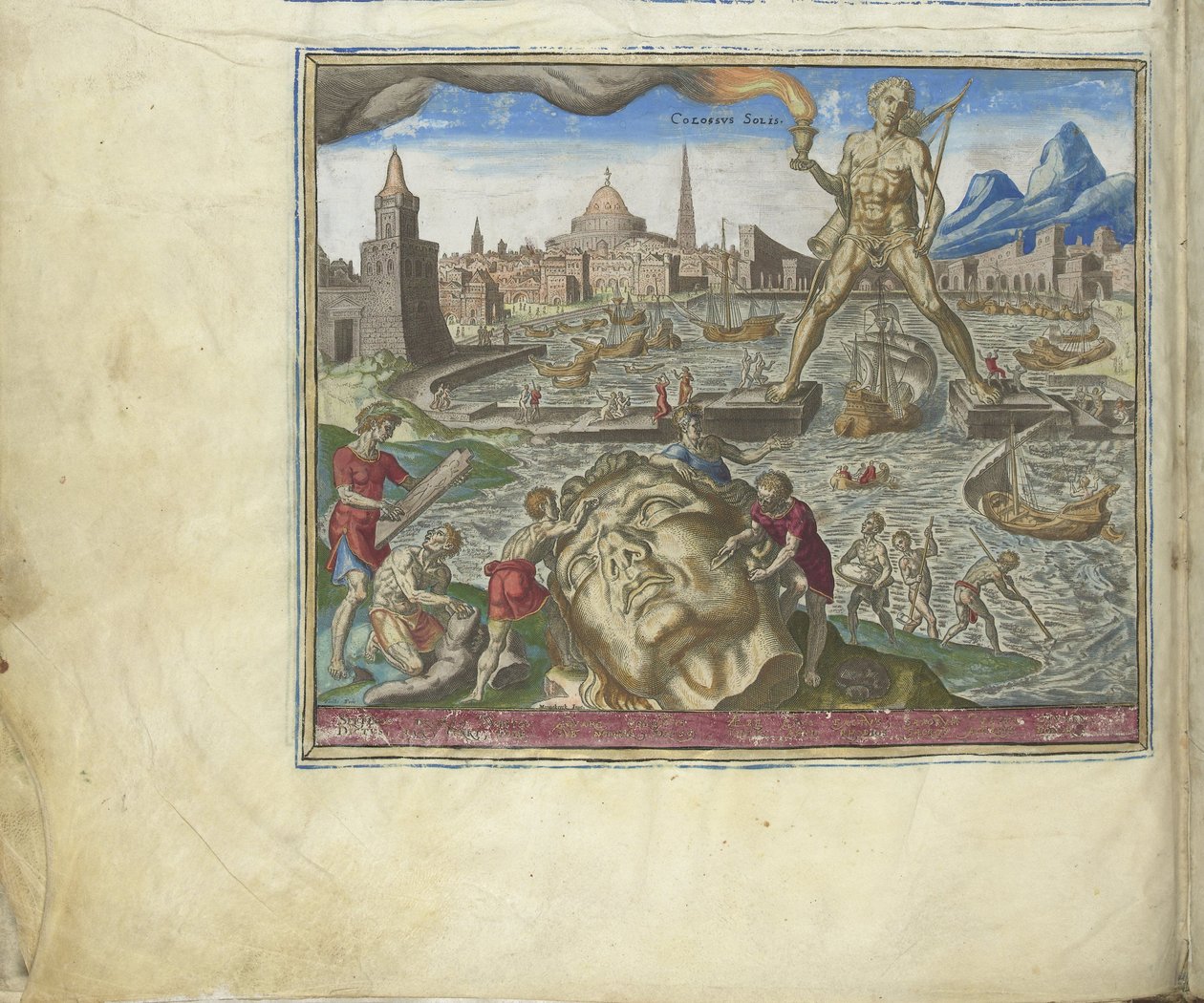 The Colossus of Rhodes fra serien The Eightth Wonders of the World, 1572 av Philipp Galle