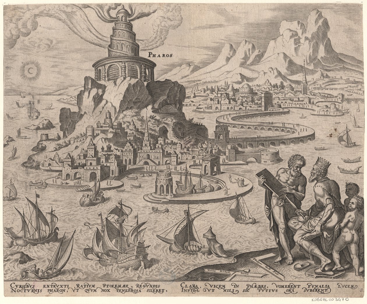 Fyret i Alexandria fra serien The Eightth Wonders of the World After Maarten van Heemskerck, 1572 av Philipp Galle