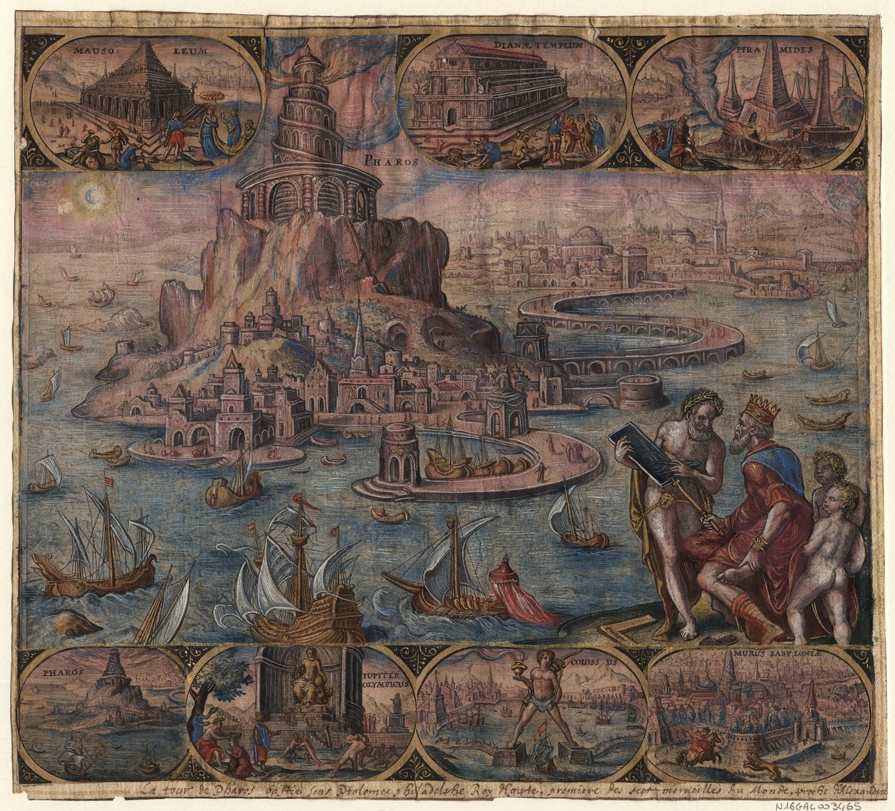 Fyret i Alexandria fra serien The Eightth Wonders of the World After Maarten van Heemskerck, 1572 av Philipp Galle