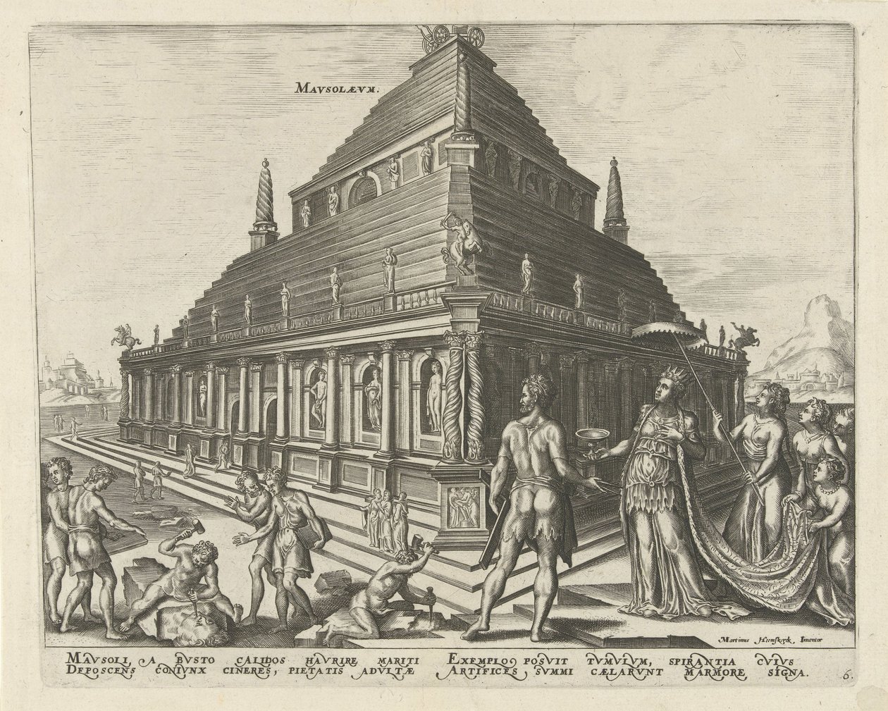 Mausoleet ved Halicarnassus fra serien The Eightth Wonders of the World, 1572 av Philipp Galle