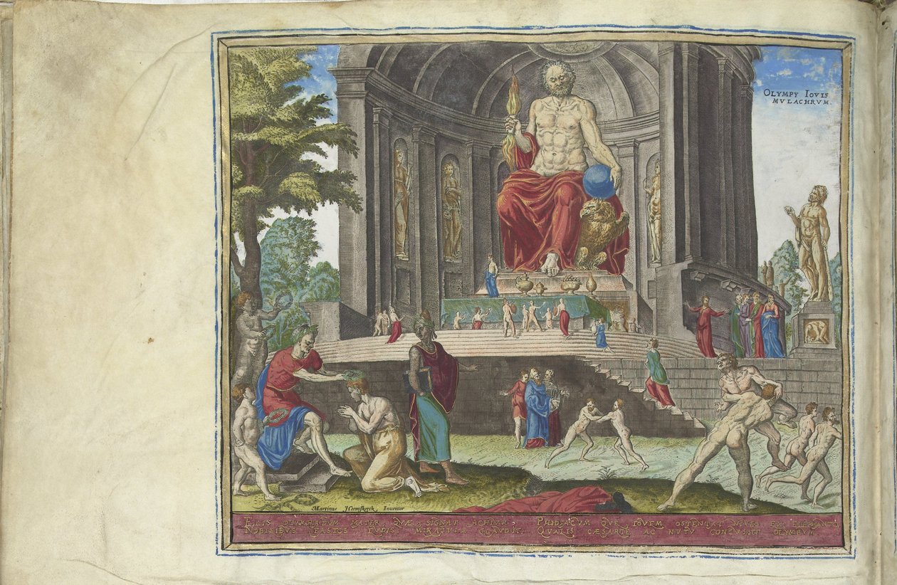 Statuen av Jupiter ved Olympia fra serien The Eightth Wonders of the World, 1572 av Philipp Galle