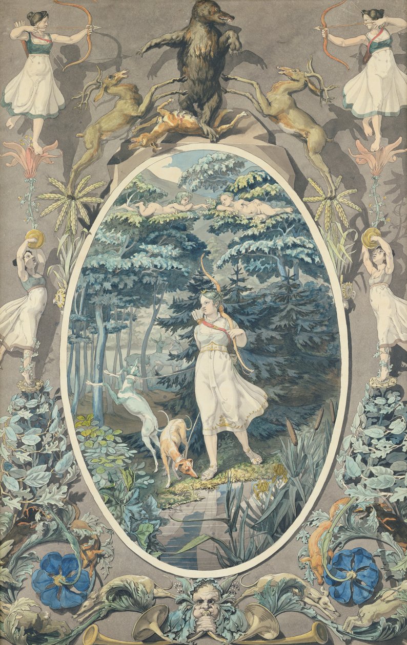 The Joy of Hunting, 1808-9 (penn og wc på papir) av Philipp Otto Runge