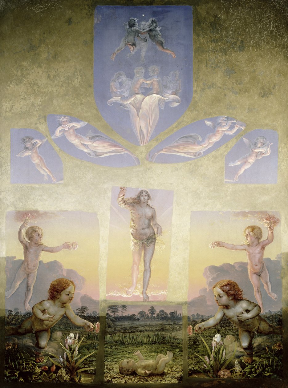 The Morning (andre versjon), ca. 1808-9 (olje på lerret) (se 147752) av Philipp Otto Runge