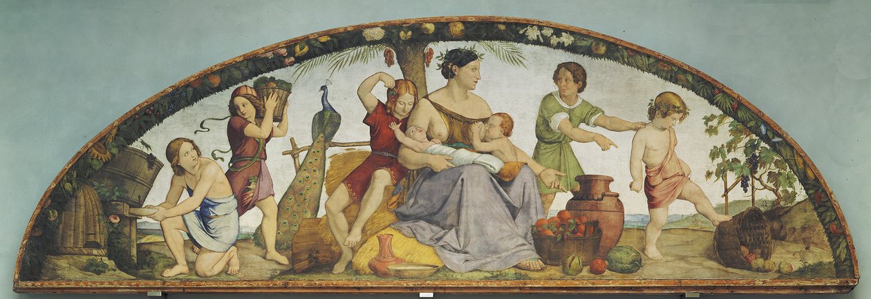 De sju fete årene. Lunette fra den åttedelte syklusen fra Casa Bartholdy i Roma av Philipp Veit