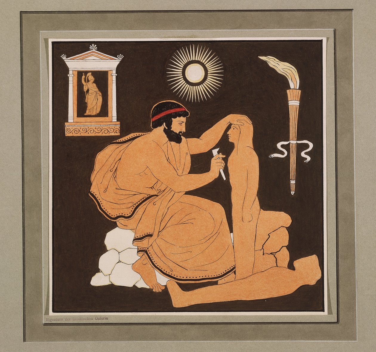 Prometheus formt aus Lehm den Menschen av Philipp Veit